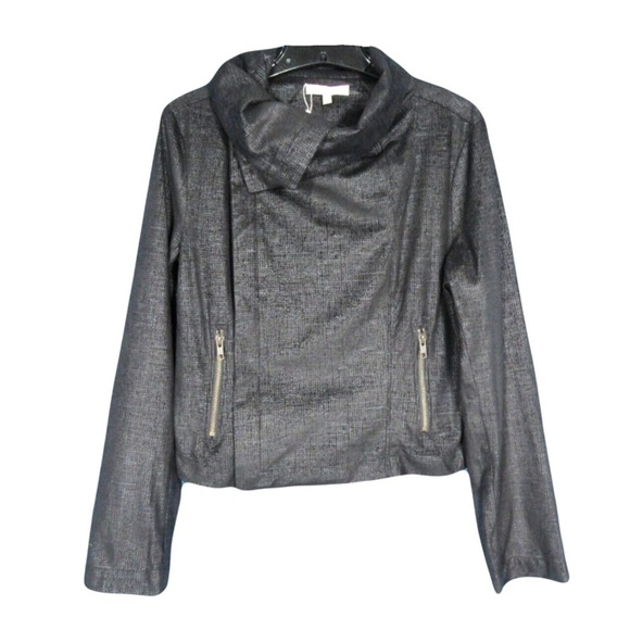 Lavender Brown Jackets & Blazers - Lavendar Brown Women’s Lightweight Moto Jacket Asymmetrical Neck Size Medium